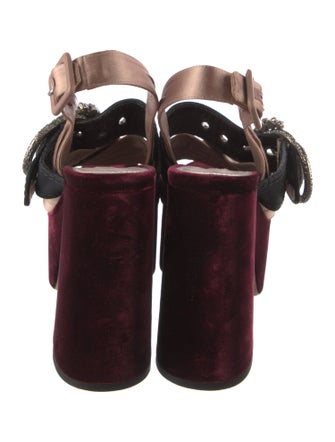 Miu Miu Faux Pearl Accents Velvet Slingback Sandals