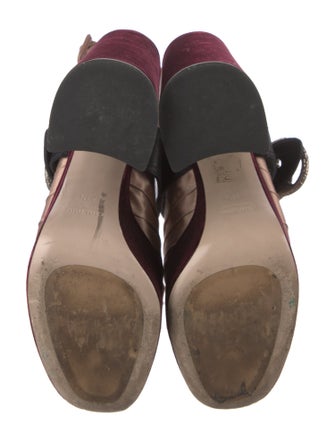 Miu Miu Faux Pearl Accents Velvet Slingback Sandals