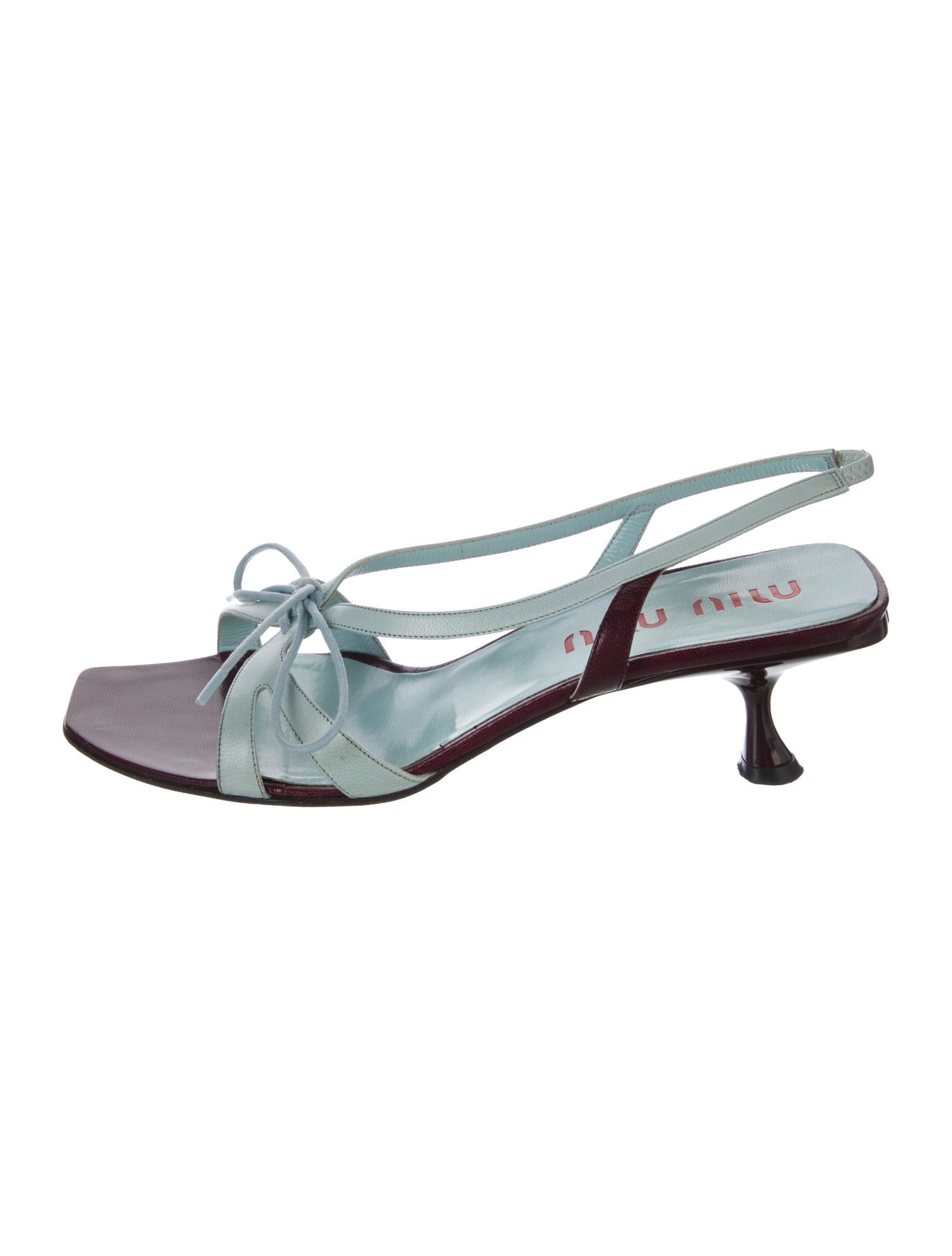 Miu Miu Leather Bow Accents Slingback Sandals