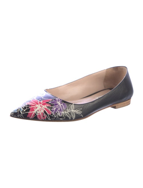 Miu Miu Leather Floral Print Flats