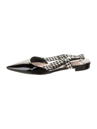Miu Miu Patent Leather Plaid Print Slingback Flats