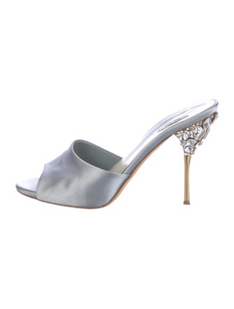 Miu Miu Satin Crystal Embellishments Mules