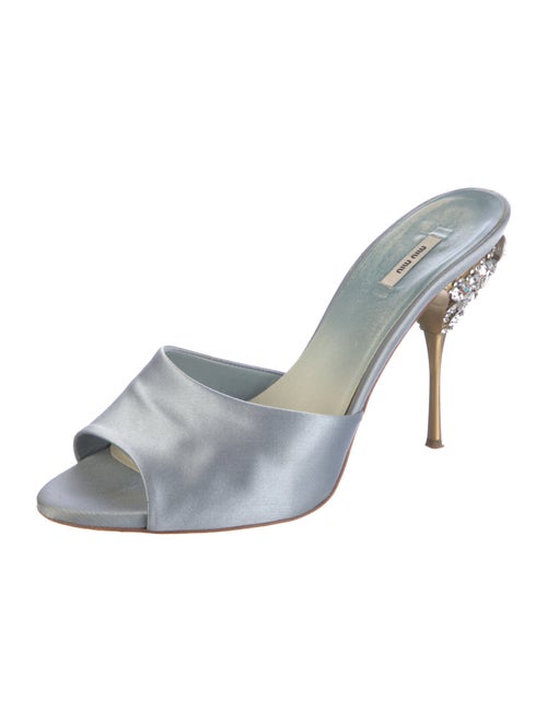 Miu Miu Satin Crystal Embellishments Mules