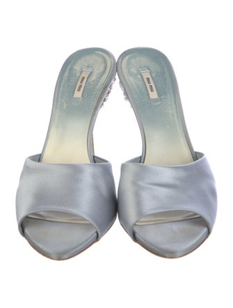 Miu Miu Satin Crystal Embellishments Mules