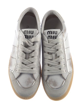 Miu Miu Leather Distressed Accents Sneakers