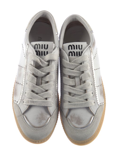 Miu Miu Leather Distressed Accents Sneakers