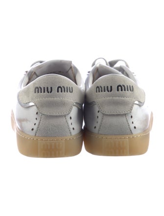 Miu Miu Leather Distressed Accents Sneakers