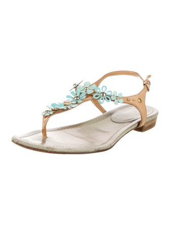Miu Miu Leather T-Strap Sandals
