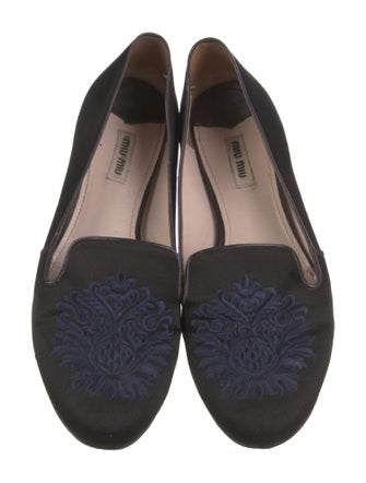 Miu Miu Satin Crystal Embellishments Loafers