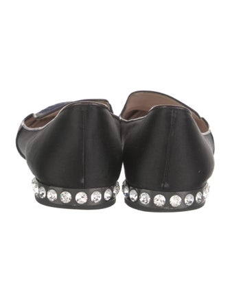 Miu Miu Satin Crystal Embellishments Loafers