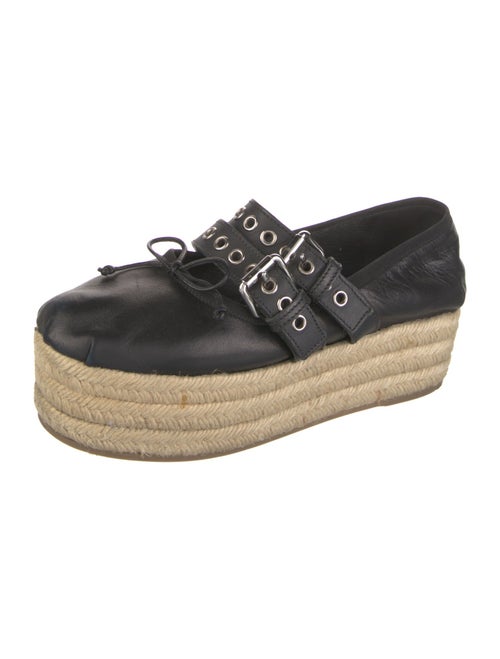 Miu Miu Leather Bow Accents Espadrilles