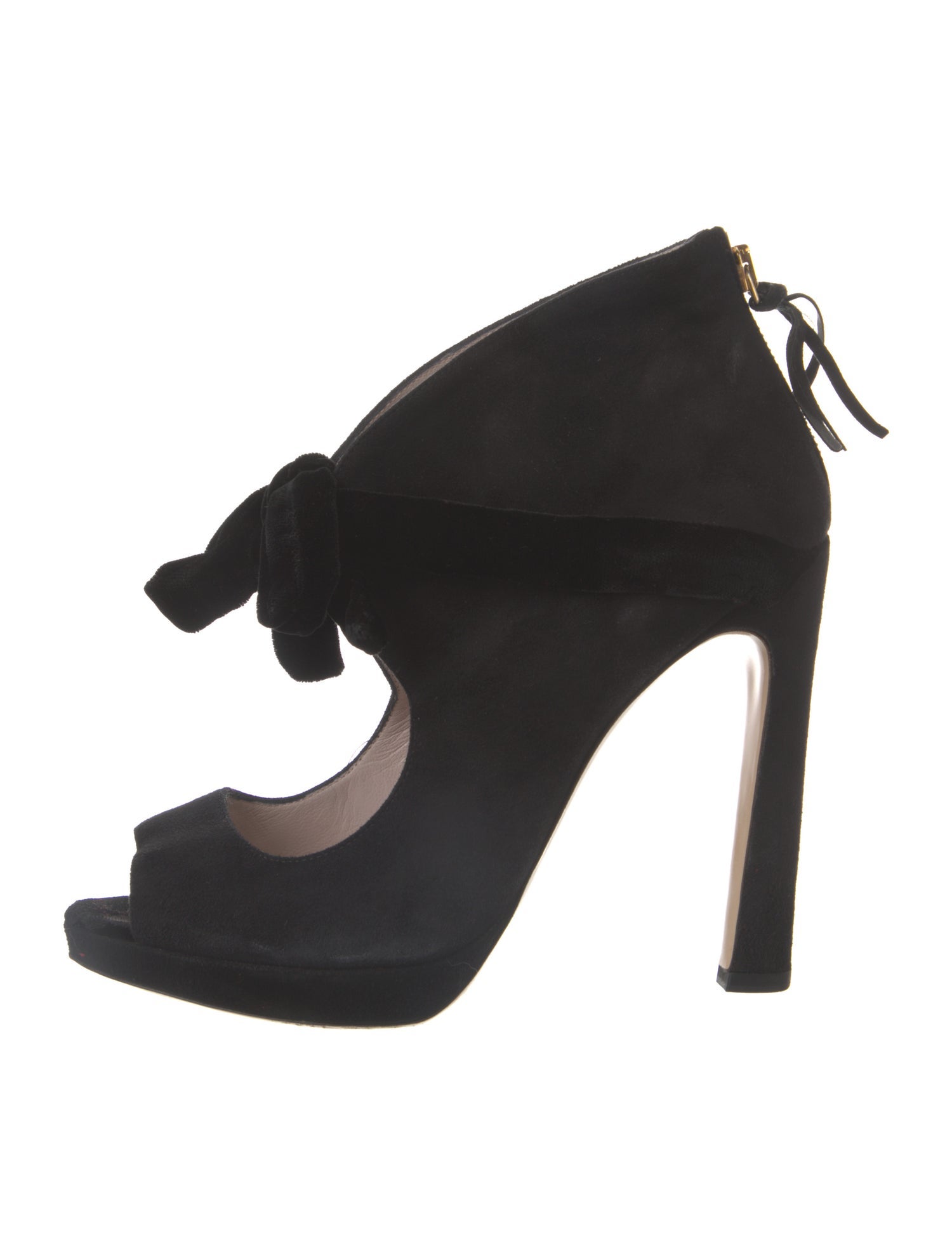 Miu Miu Suede Bow Accents Mules