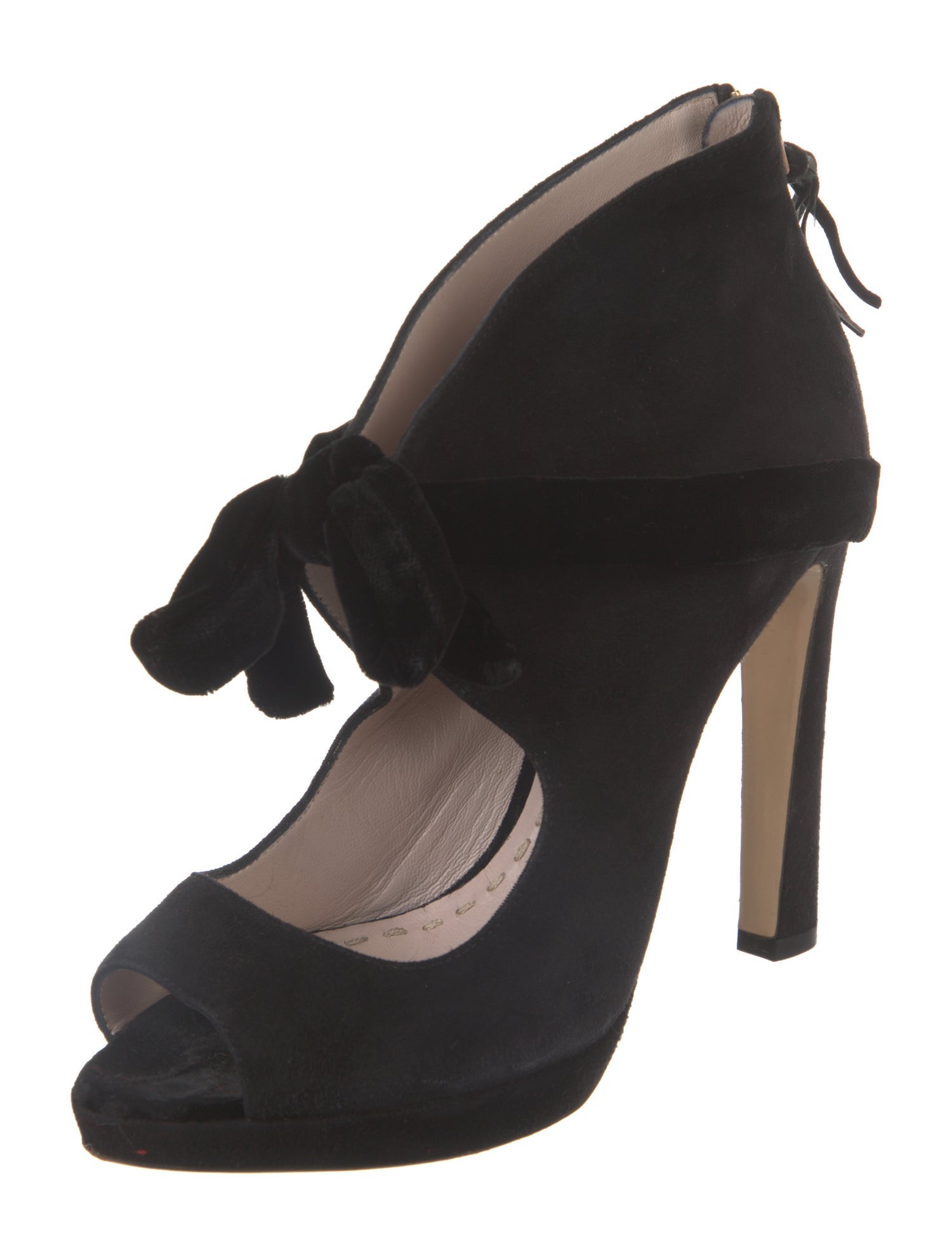 Miu Miu Suede Bow Accents Mules