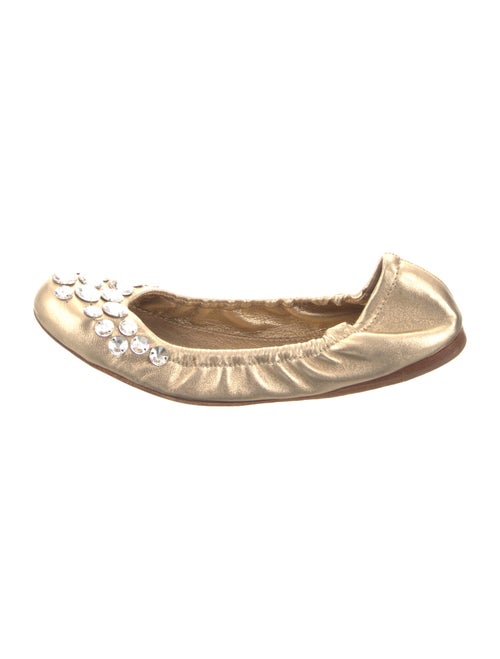 Miu Miu Leather Crystal Embellishments Ballet Flats