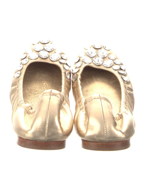 Miu Miu Leather Crystal Embellishments Ballet Flats