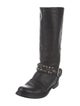Miu Miu Leather Studded Accents Moto Boots