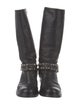 Miu Miu Leather Studded Accents Moto Boots