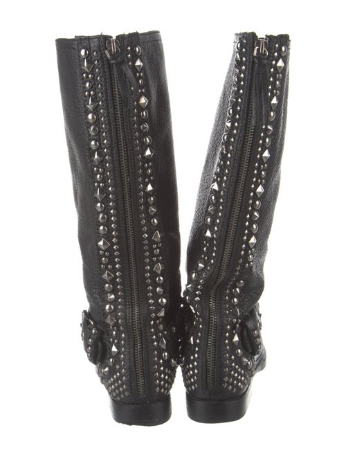 Miu Miu Leather Studded Accents Moto Boots