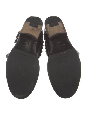 Miu Miu Leather Studded Accents Moto Boots