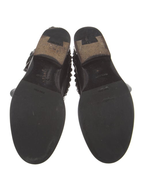 Miu Miu Leather Studded Accents Moto Boots