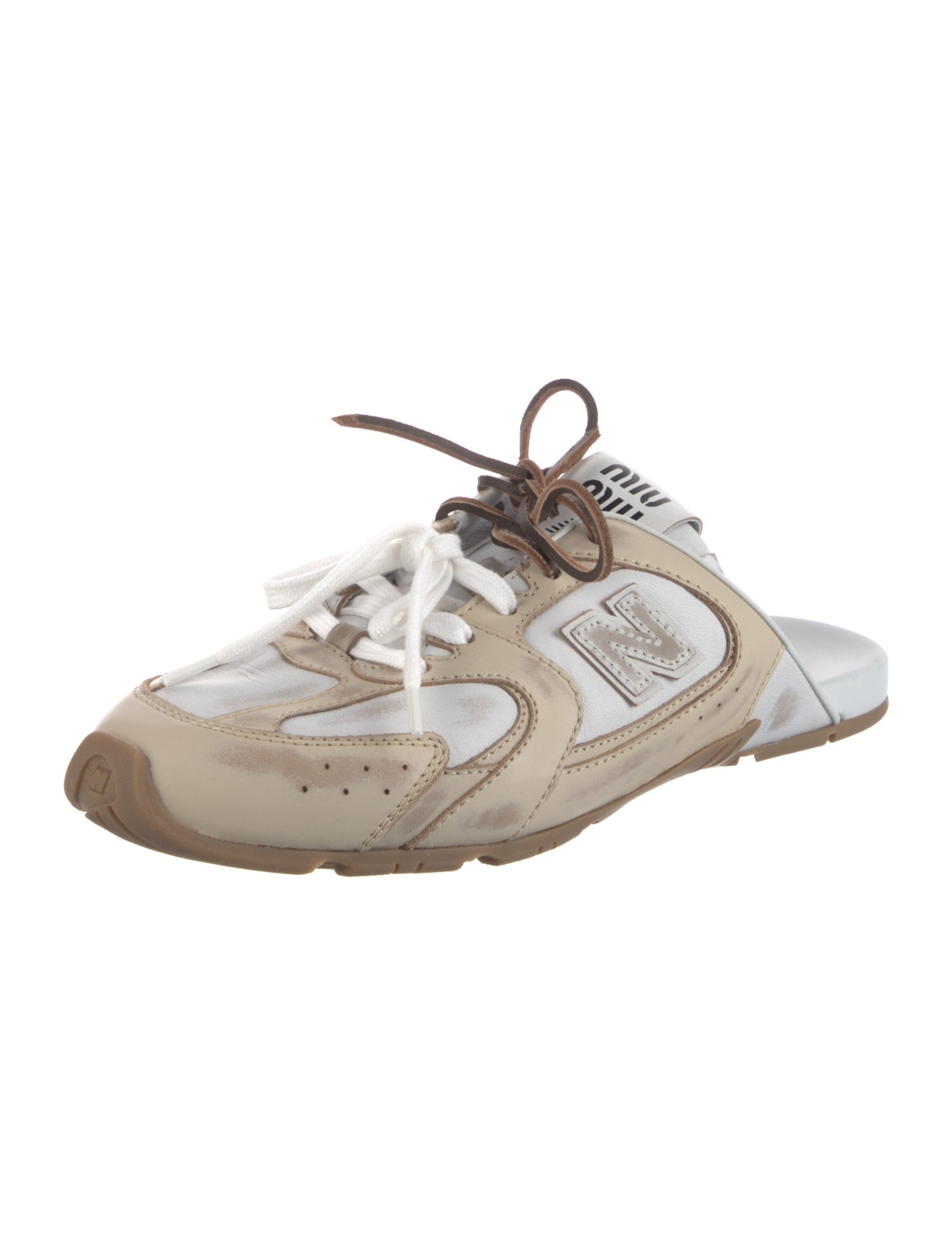New Balance x Miu Miu Leather Distressed Accents Mules