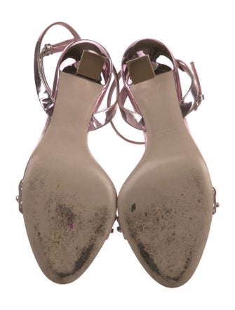 Miu Miu Patent Leather Crystal Embellishments Sandals