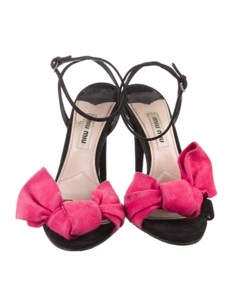 Miu Miu Suede Bow Accents D'Orsay Pumps