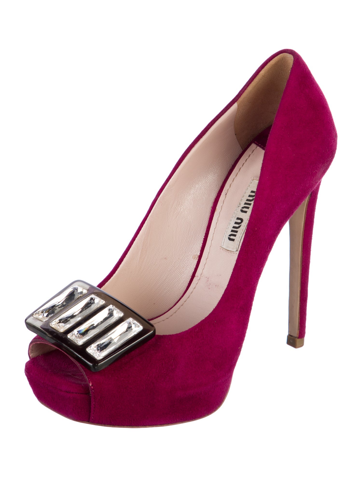 Miu Miu Suede Crystal Embellishments Pumps