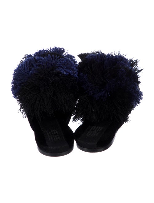 Sanayi 313 Velvet Pom-Pom Embellishments Mules