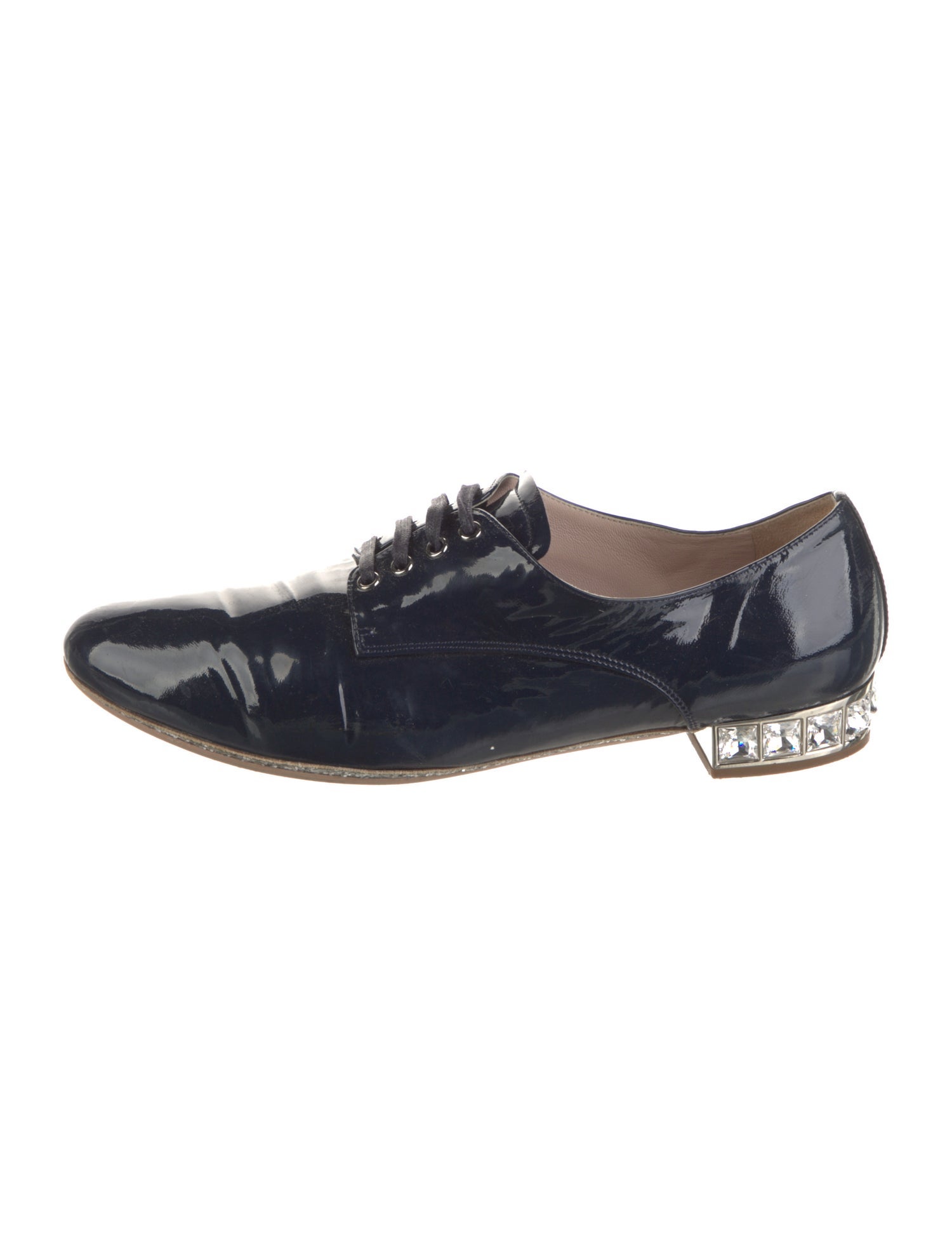 Miu Miu Patent Leather Glitter Accents Oxfords