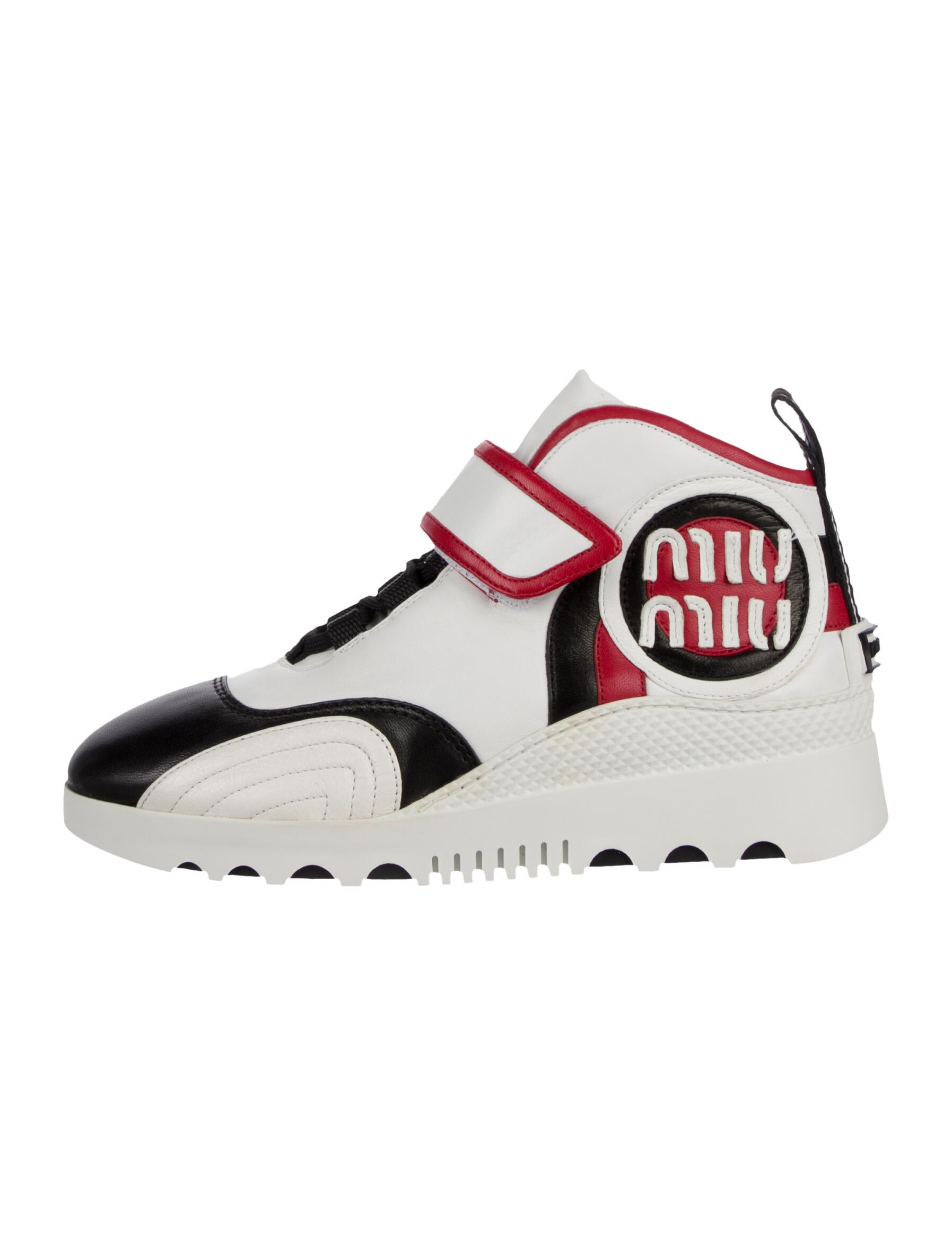 Miu Miu Leather Colorblock Pattern Sneakers