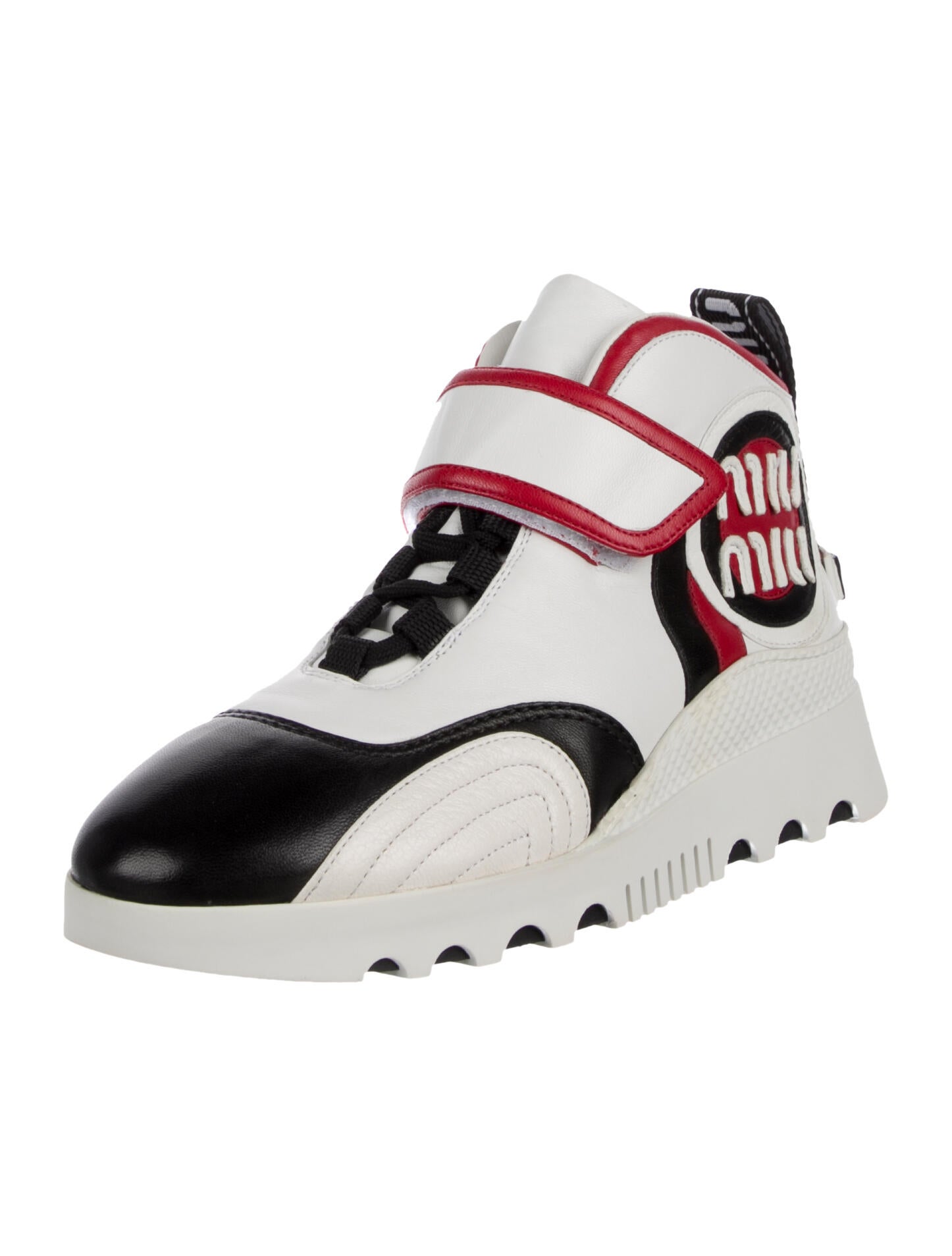 Miu Miu Leather Colorblock Pattern Sneakers