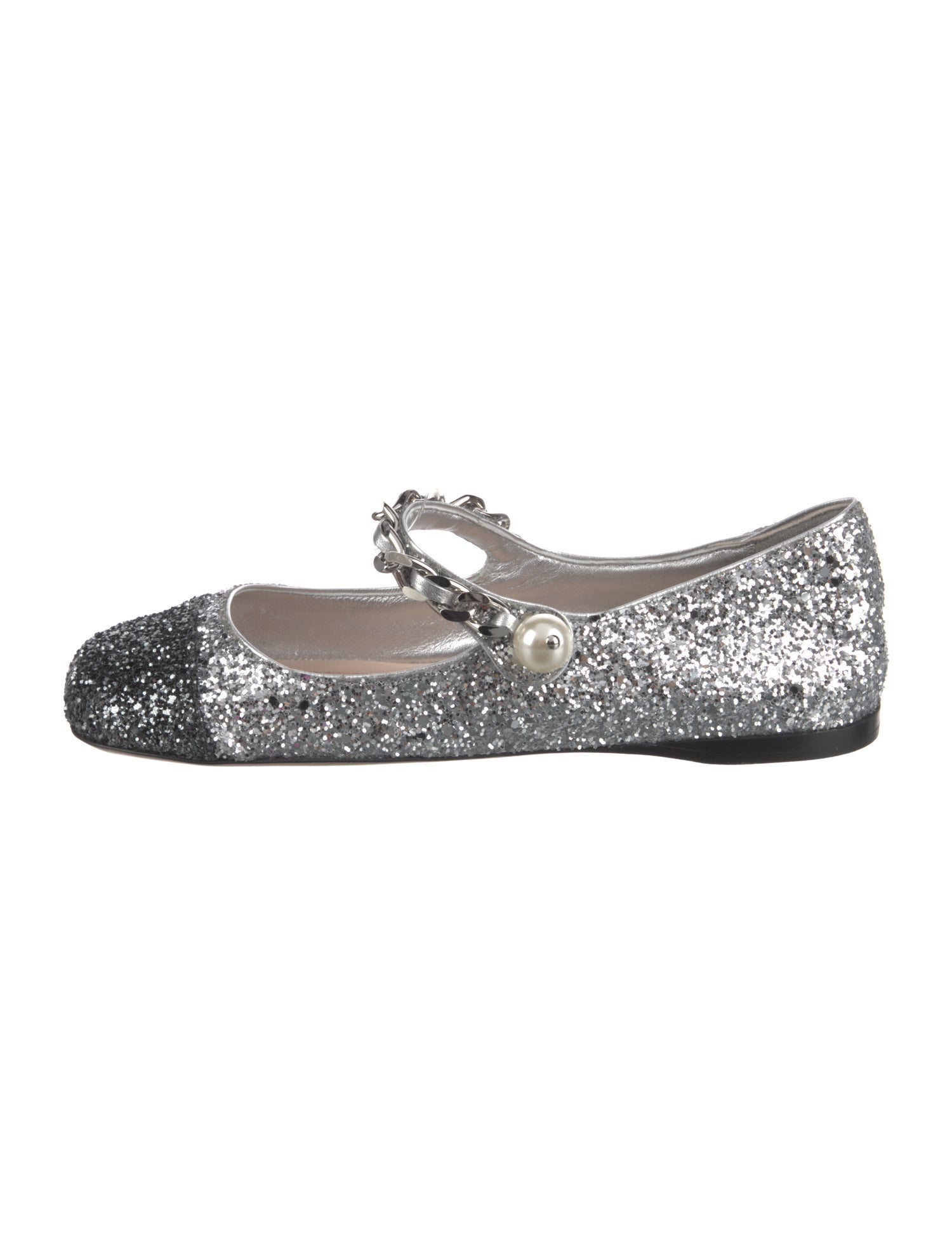 Miu Miu Glitter Colorblock Pattern Mary Jane Flats w/ Tags