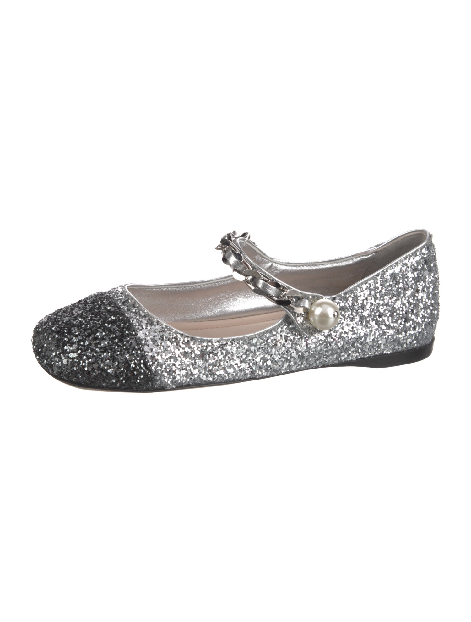 Miu Miu Glitter Colorblock Pattern Mary Jane Flats w/ Tags