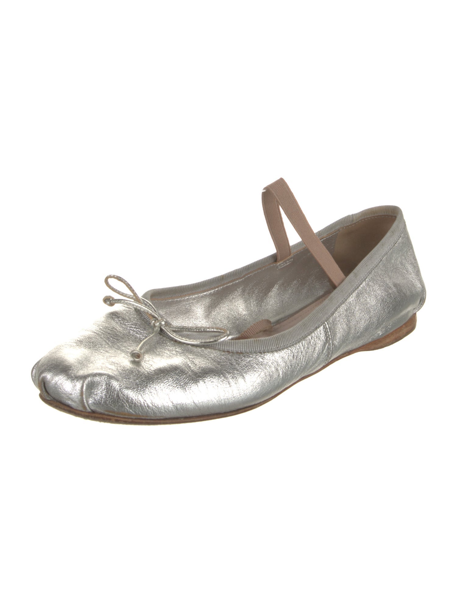 Miu Miu Leather Bow Accents Ballet Flats