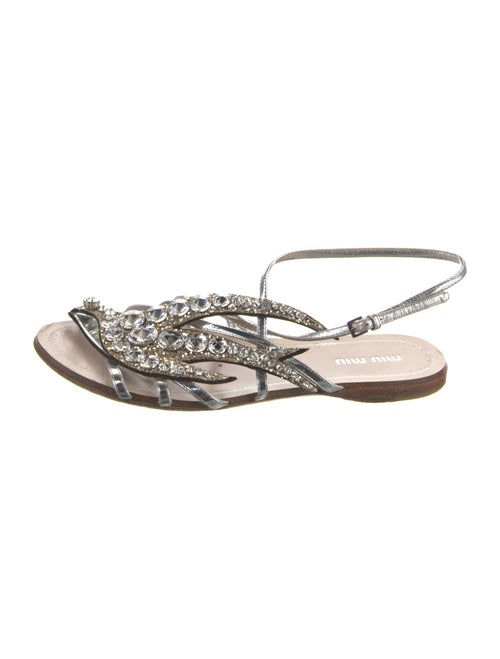 Miu Miu Leather Crystal Embellishments Sandals