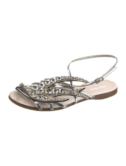 Miu Miu Leather Crystal Embellishments Sandals