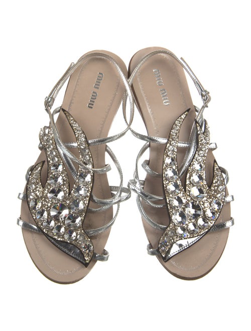 Miu Miu Leather Crystal Embellishments Sandals