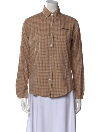 Miu Miu 2024 Plaid Print Button-Up Top
