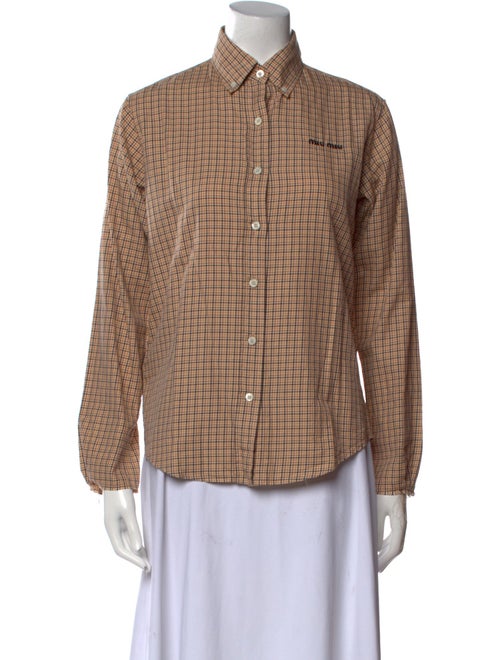 Miu Miu 2024 Plaid Print Button-Up Top