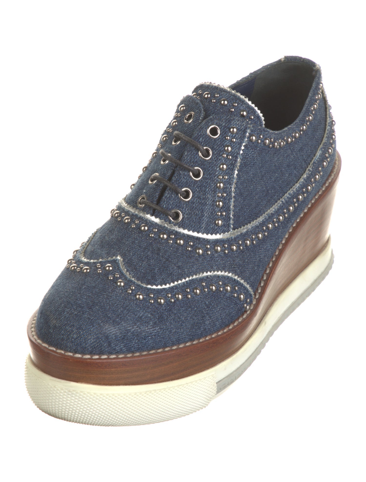 Miu Miu Denim Studded Accents Pumps