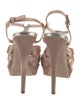 Miu Miu Satin Crystal Embellishments T-Strap Sandals
