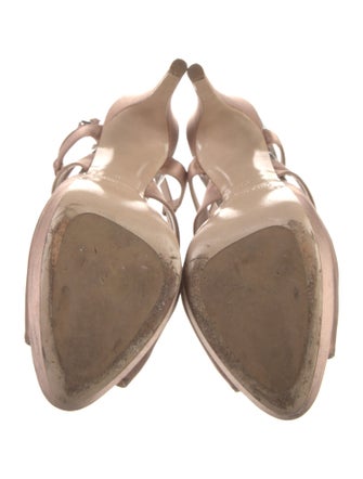 Miu Miu Satin Crystal Embellishments T-Strap Sandals