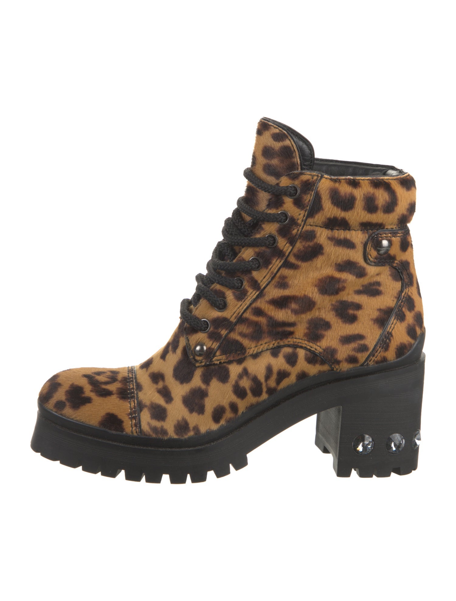 Miu Miu Ponyhair Animal Print Combat Boots