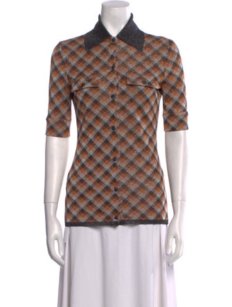 Miu Miu 2021 Plaid Print Button-Up Top