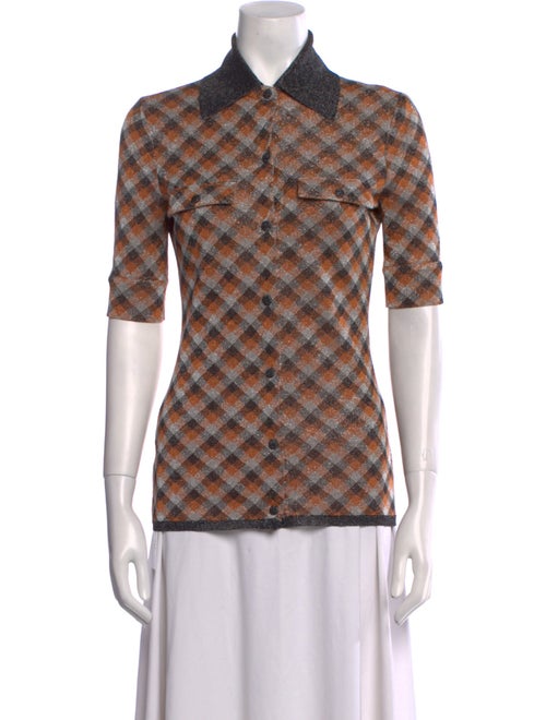 Miu Miu 2021 Plaid Print Button-Up Top