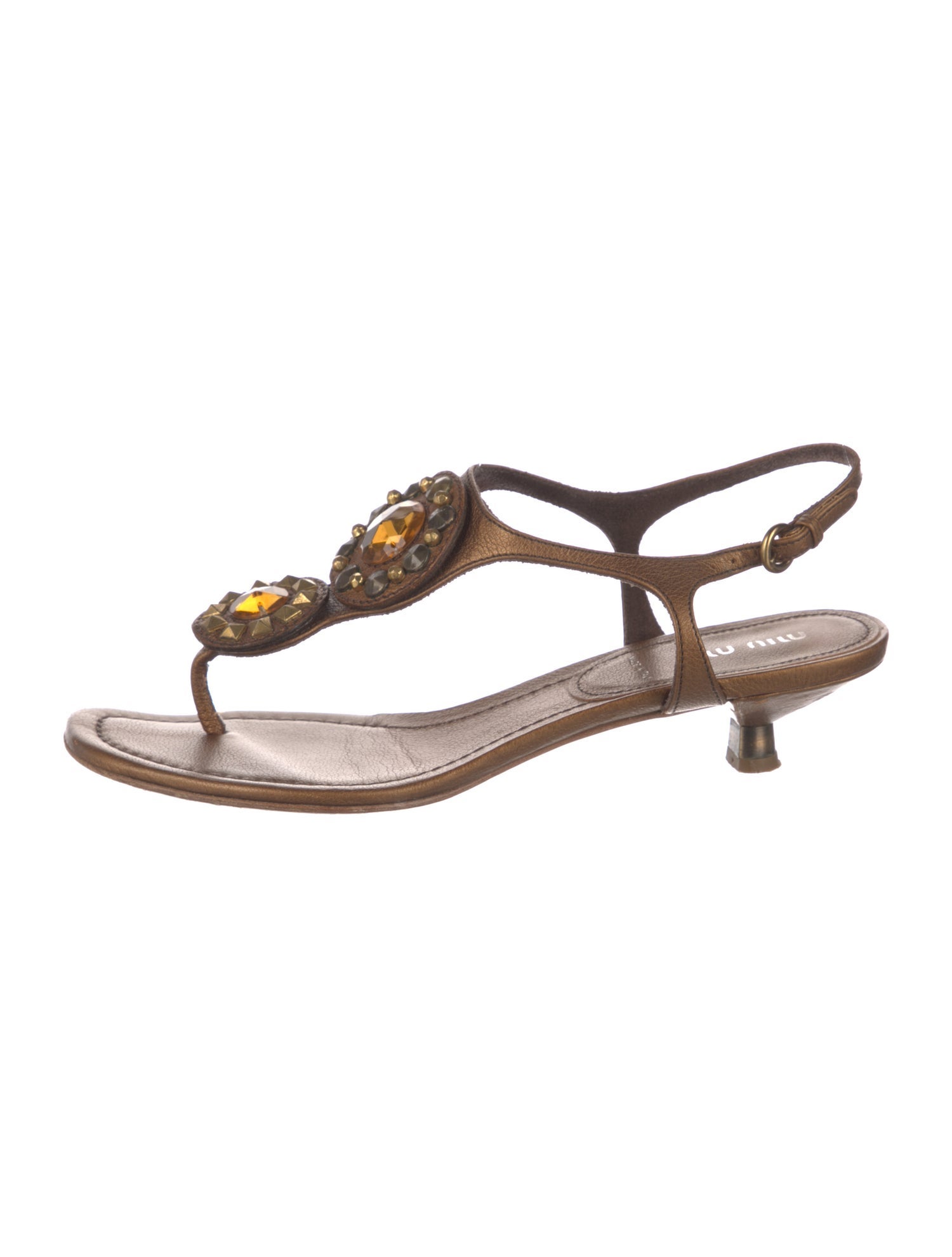 Miu Miu Vintage Leather T-Strap Sandals