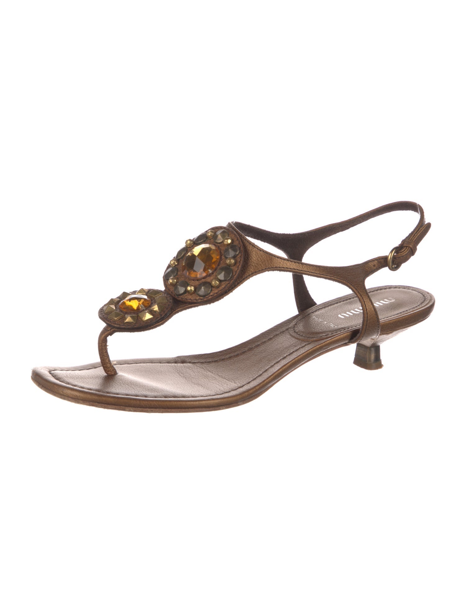 Miu Miu Vintage Leather T-Strap Sandals