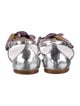 Miu Miu Leather Glitter Accents T-Strap Sandals