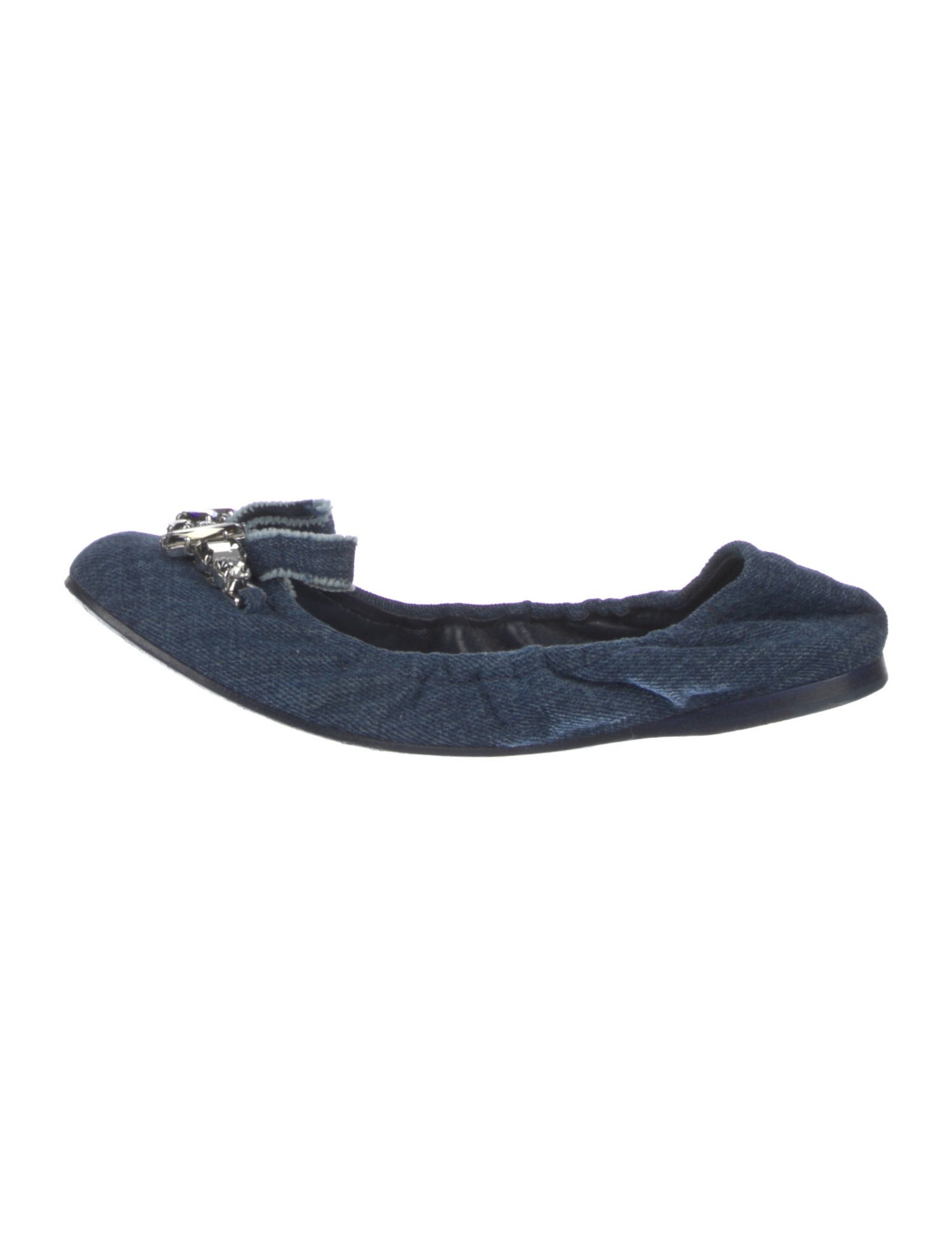 Miu Miu Denim Bow Accents Ballet Flats